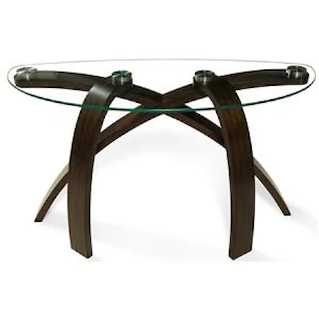 Sofa Table With Glass Top and Bent Wood Legs